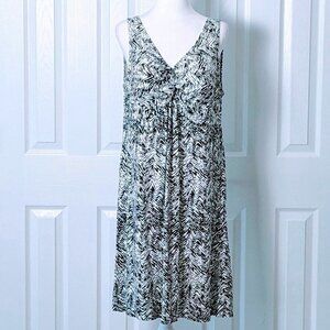 ANN TAYLOR LOFT Women's Lightweight Sleeveless VNeck Dress  Size L  Black White